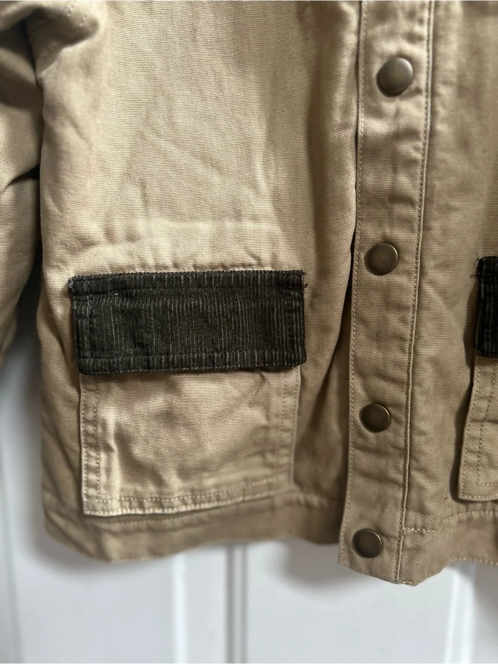 Gymboree Tan Khaki Canvas Jacket with Dark Brown Corduroy Trim Sz 4T-5T